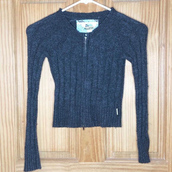 Hollister Grey Wool Like Zipper Cardigan (XS) - Picture 1 of 3